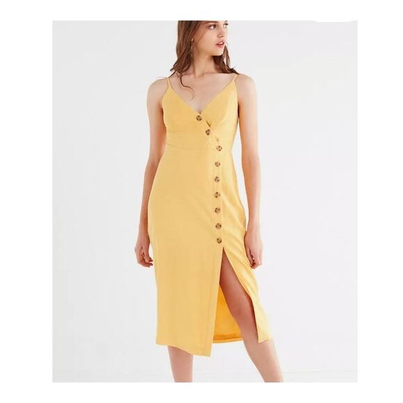 Urban Outfitters Dresses & Skirts - Urban Outfitters Linen Blend Midi Button Front Spaghetti Strap Summer Midi Dress
